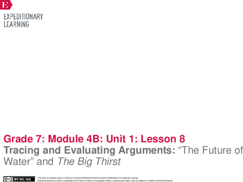 Tracing and Evaluating Arguments: “The Future of Water” and The Big Thirst Lesson Plan