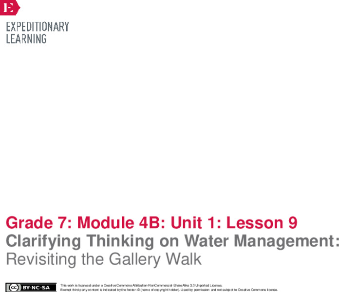 Clarifying Thinking on Water Management: Revisiting the Gallery Walk Lesson Plan