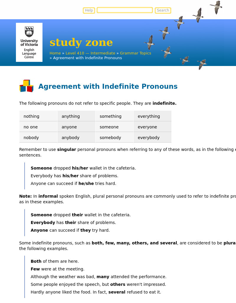Agreement with Indefinite Pronouns Interactive