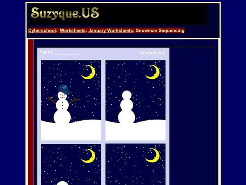 January Worksheets: Snowman Sequencing Worksheet
