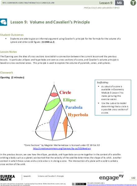 Volume and Cavalieri’s Principle Lesson Plan
