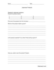 Japan Report Planner Worksheet