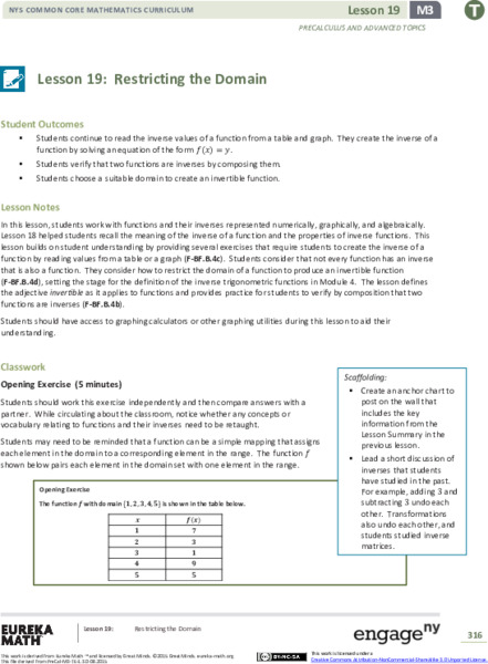 Restricting the Domain Lesson Plan