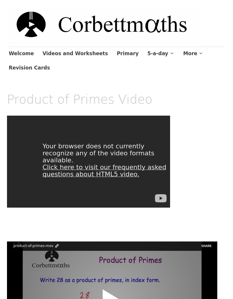 Product of Primes Instructional Video