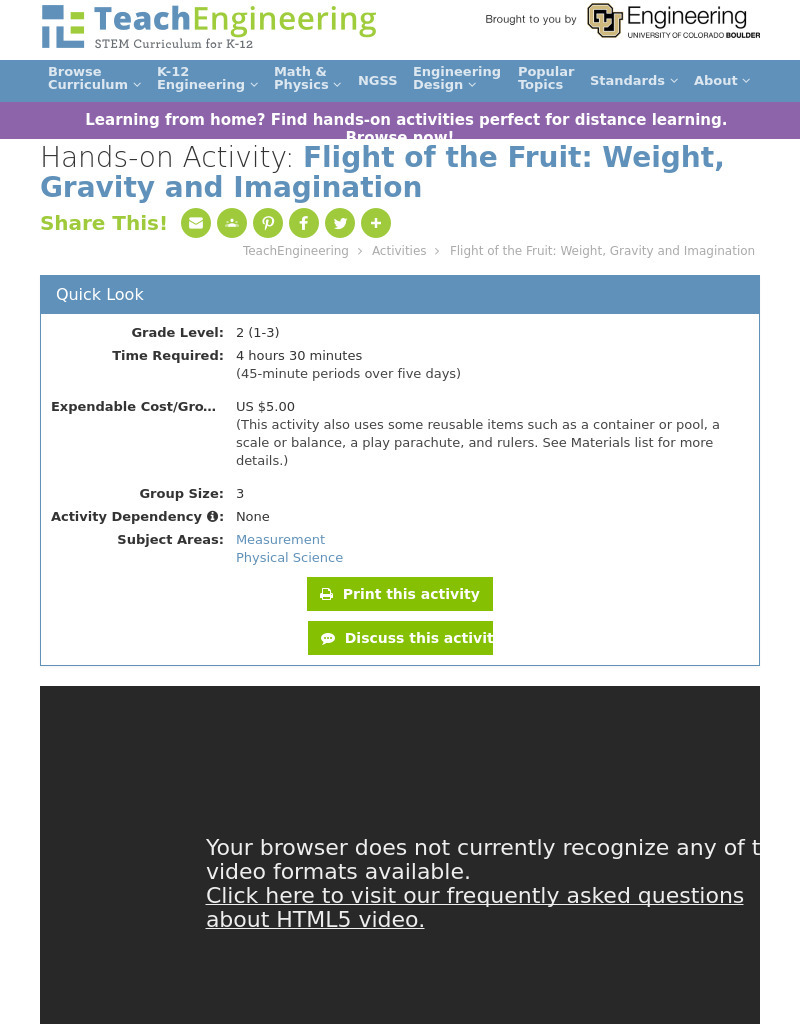 Flight of the Fruit: Weight, Gravity and Imagination Activity