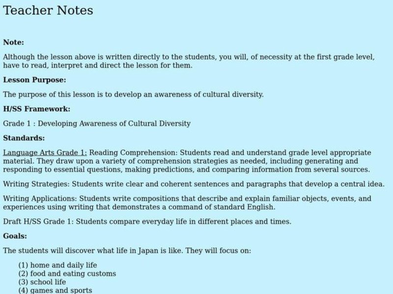 JAPANESE CULTURE Lesson Plan