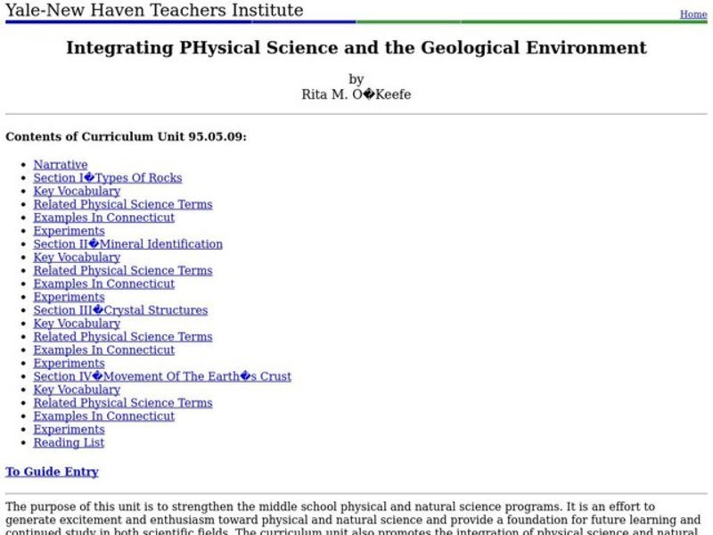 Integrating Physical Science and the Geological Environment Lesson Plan