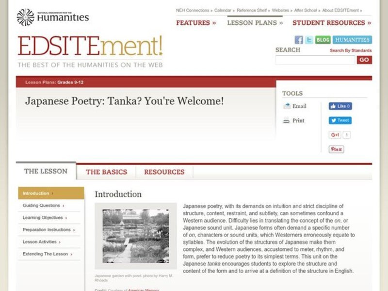 Japanese Poetry: Tanka? You're Welcome! Lesson Plan