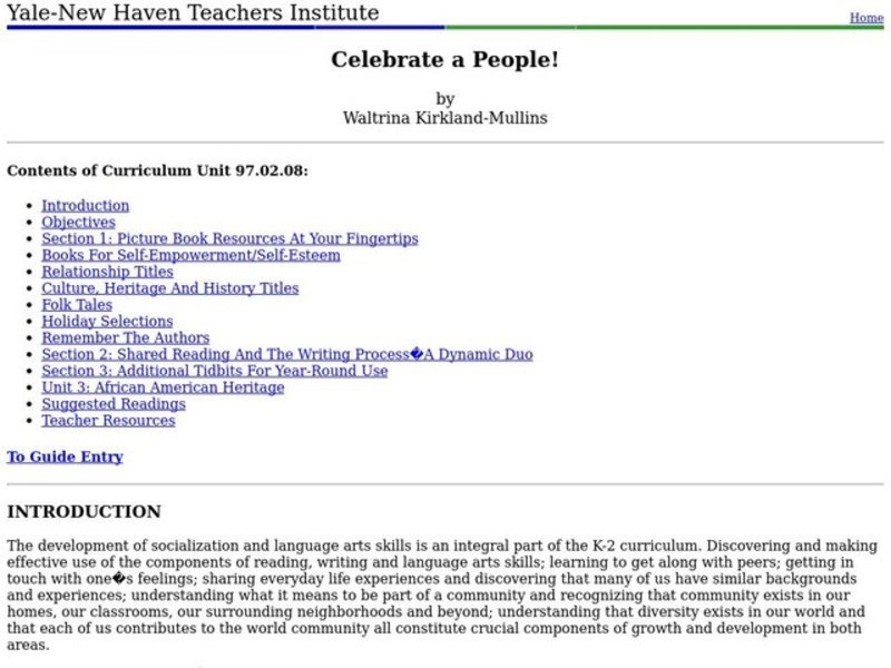 Celebrate A People! Lesson Plan