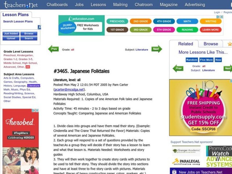 Japanese Folktales Lesson Plan