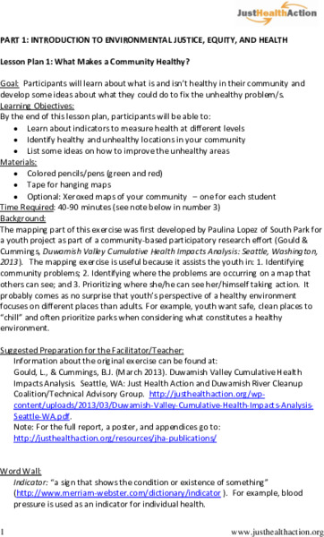 What Makes a Community Healthy? Lesson Plan