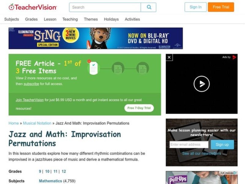 Jazz and Math: Improvisation Permutations Lesson Plan