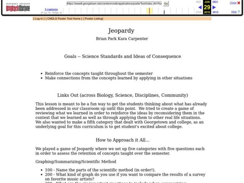 Jeopardy Lesson Plan