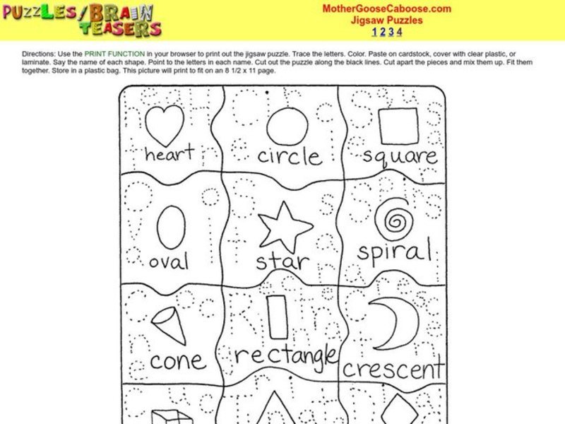 Jigsaw Puzzle Worksheet