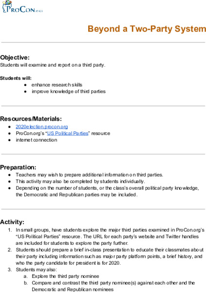 Beyond a Two-Party System Lesson Plan