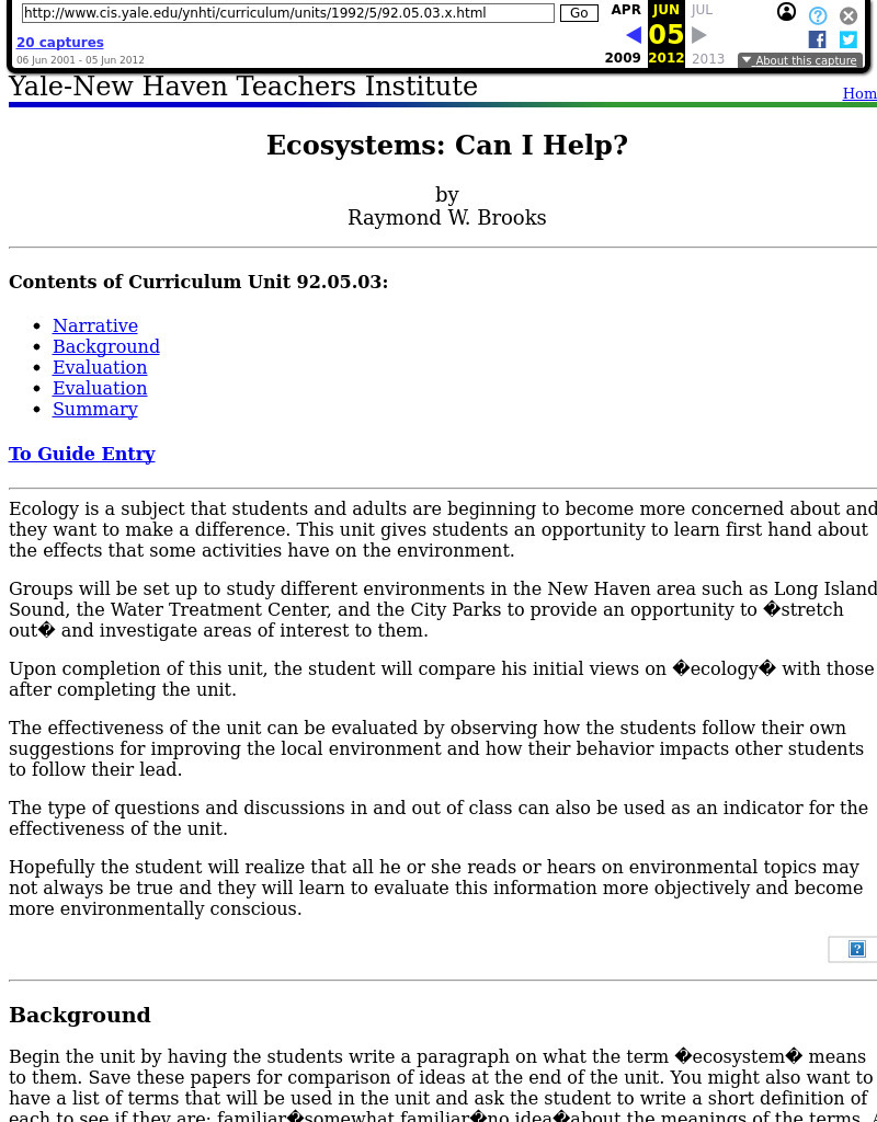 Ecosystems: Can I Help? Lesson Plan