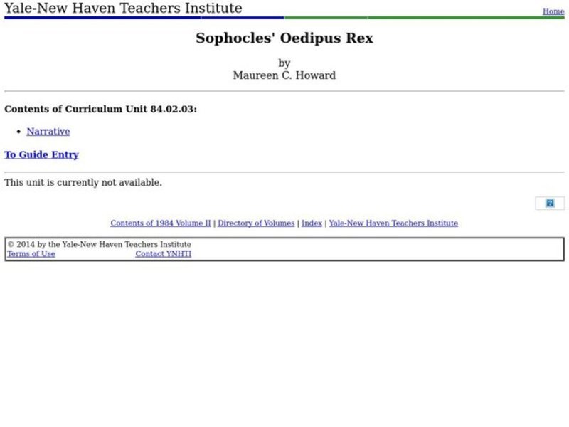 Sophocles' Oedipus Rex Lesson Plan