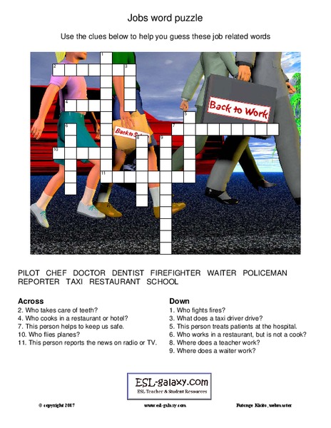 Jobs Word Puzzle Lesson Plan