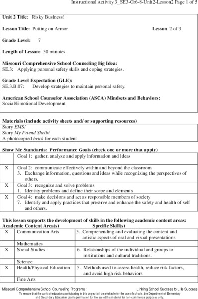 Putting on Armor Lesson Plan