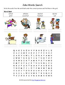 Jobs Word Search Worksheet