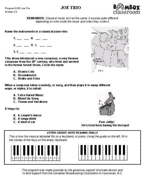 Joe Trio Worksheet