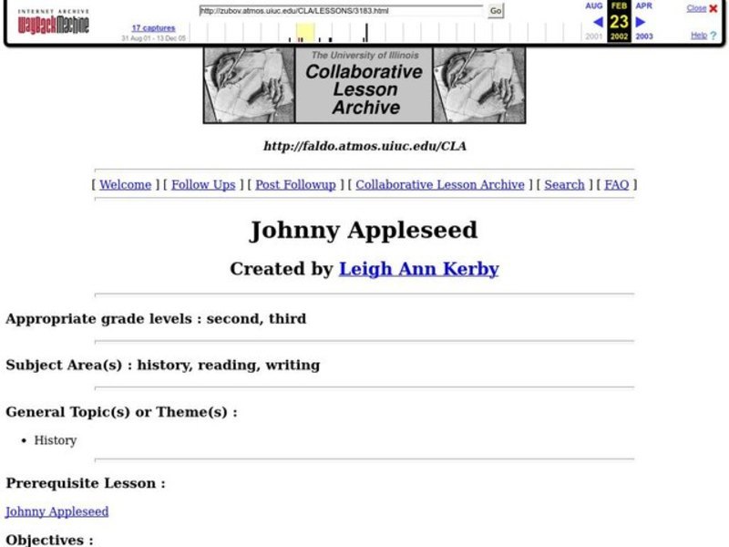 Johnny Appleseed Lesson Plan