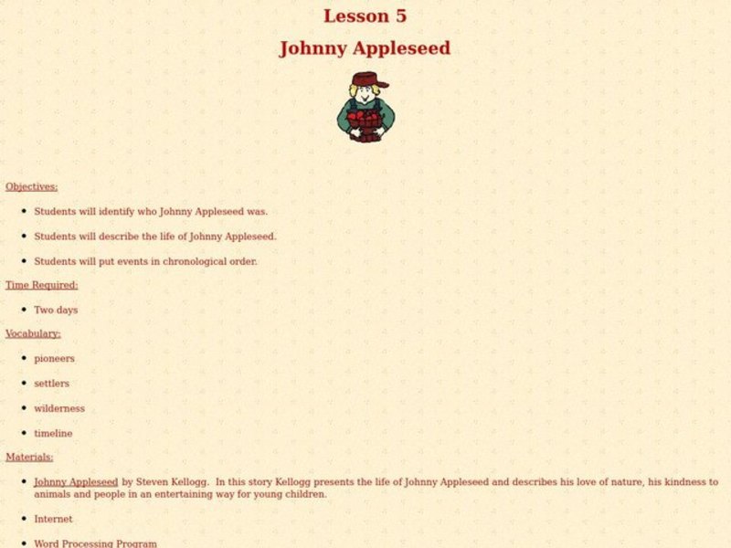 Johnny Appleseed Lesson Plan