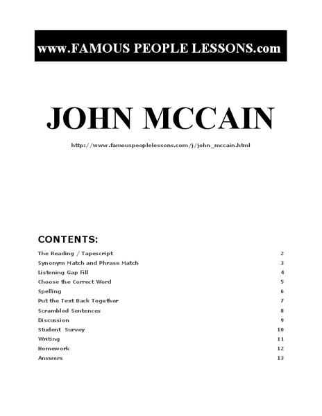 John McCain Worksheet