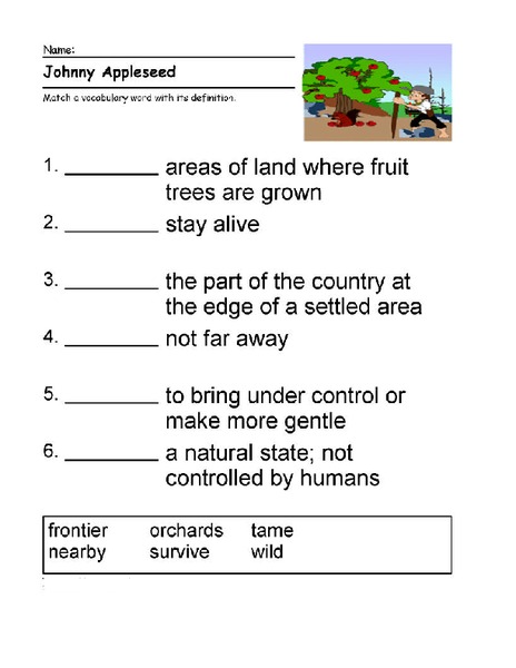 Johnny Appleseed Worksheet