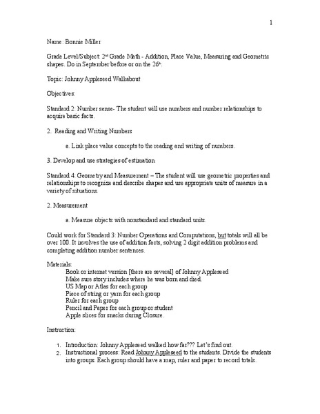 Johnny Appleseed Walkabout Lesson Plan