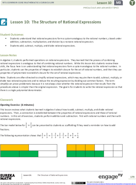 The Structure of Rational Expressions Lesson Plan