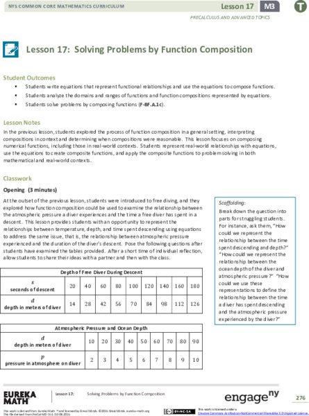 Solving Problems by Function Composition Lesson Plan