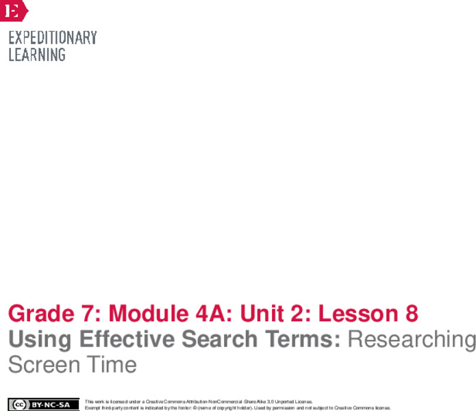 Using Effective Search Terms: Researching Screen Time Lesson Plan
