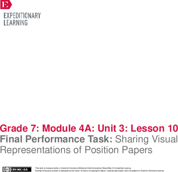 Final Performance Task: Sharing Visual Representations of Position Papers Lesson Plan