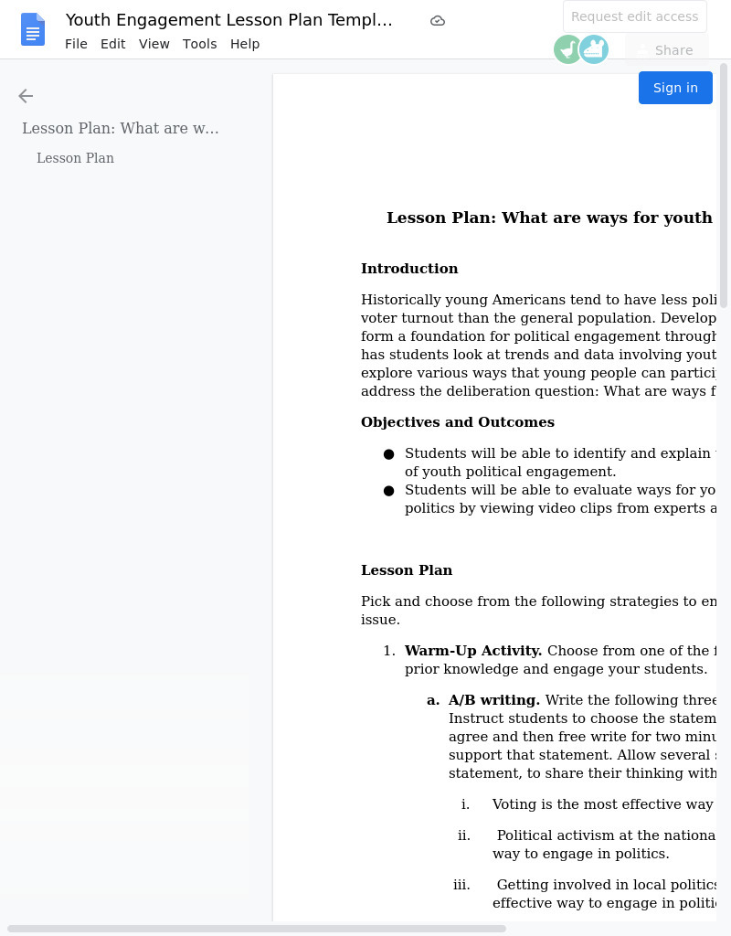 What Are Ways for Youth to Engage in Politics? Lesson Plan