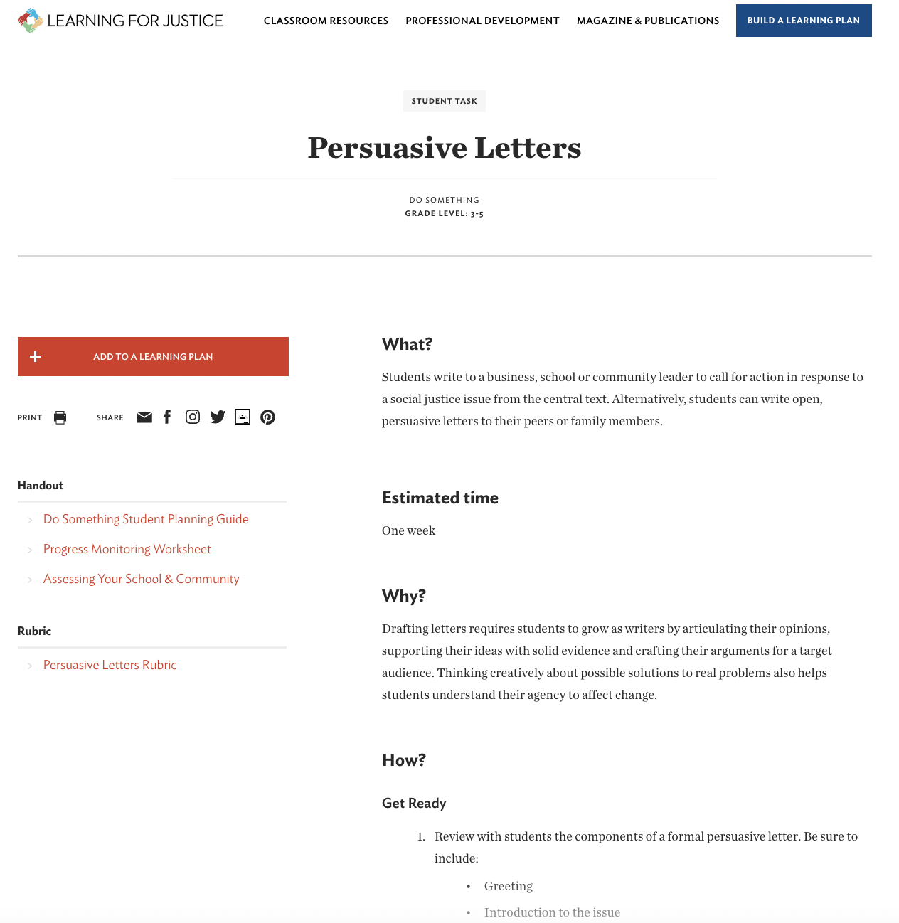 Persuasive Letters Activity