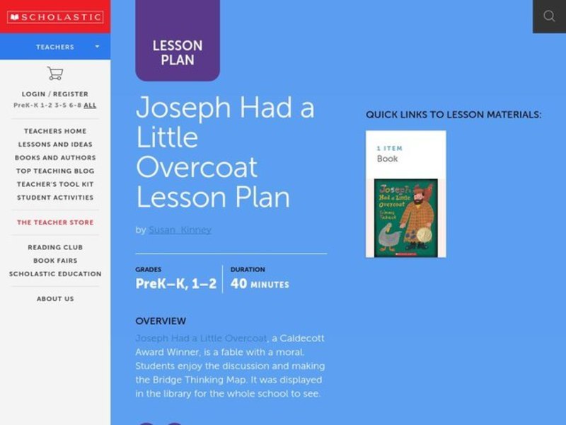 Joseph Had a Little Overcoat Lesson Plan Lesson Plan