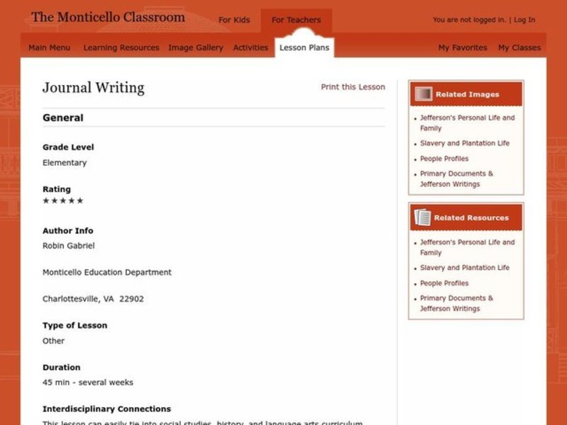 Journal Writing Lesson Plan