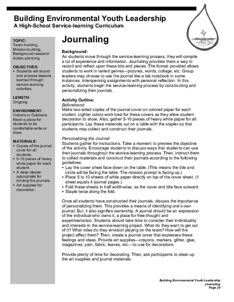 Journaling Lesson Plan
