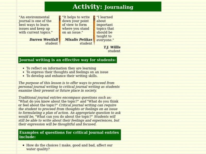 Journaling Lesson Plan