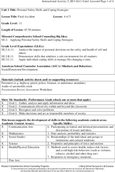 Fatal Accident Lesson Plan