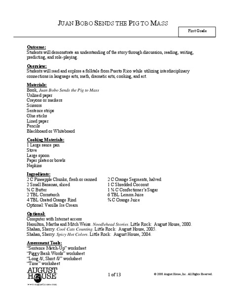 Juan Bobo Sends the Pig to Mass Lesson Plan