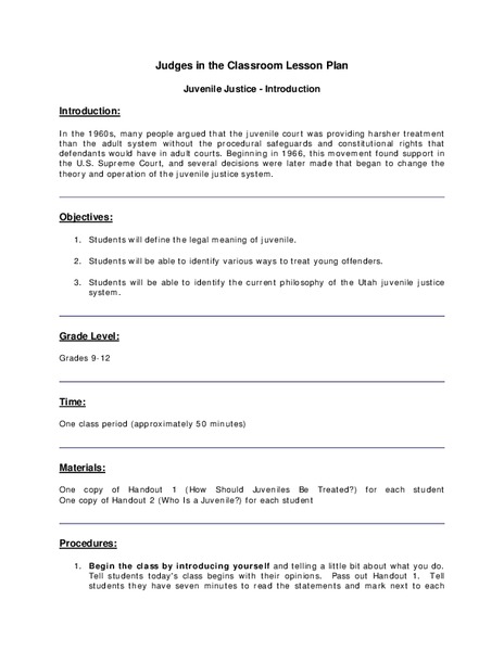 Judges in the Classroom Lesson Plan