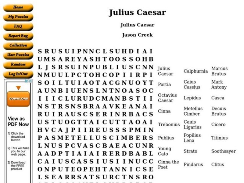 Julius Caesar Worksheet
