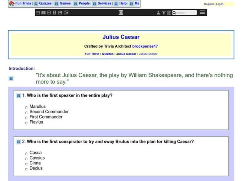 Julius Caesar: Fun Trivia Quiz Worksheet