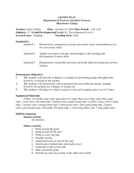Jumping Lesson Plan