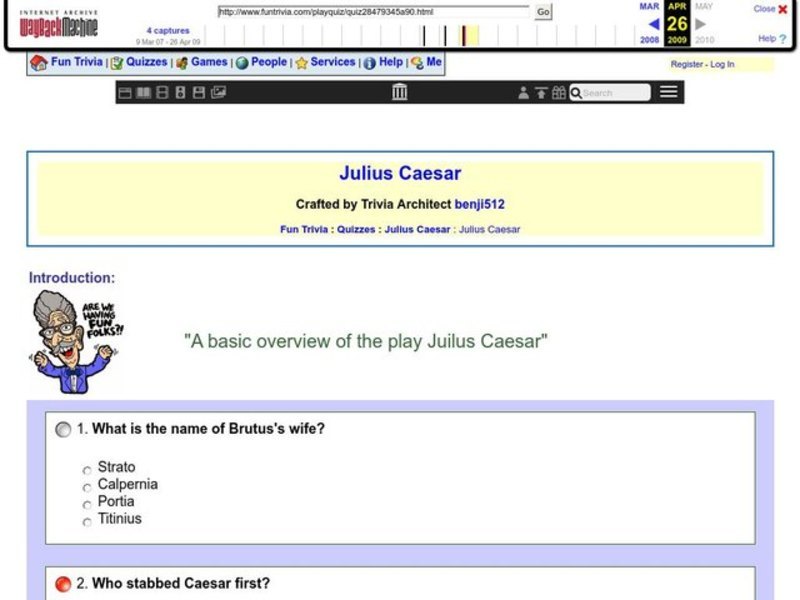 Julius Caesar: Fun Trivia Quiz Worksheet