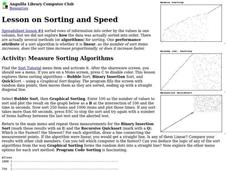 Lesson on Sorting and Speed Lesson Plan