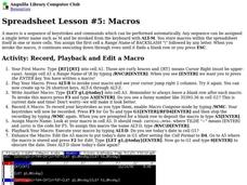 Spreadsheet Lesson #5: Macros Lesson Plan