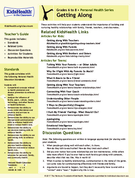 Getting Along: Grades 6-8 Lesson Plan